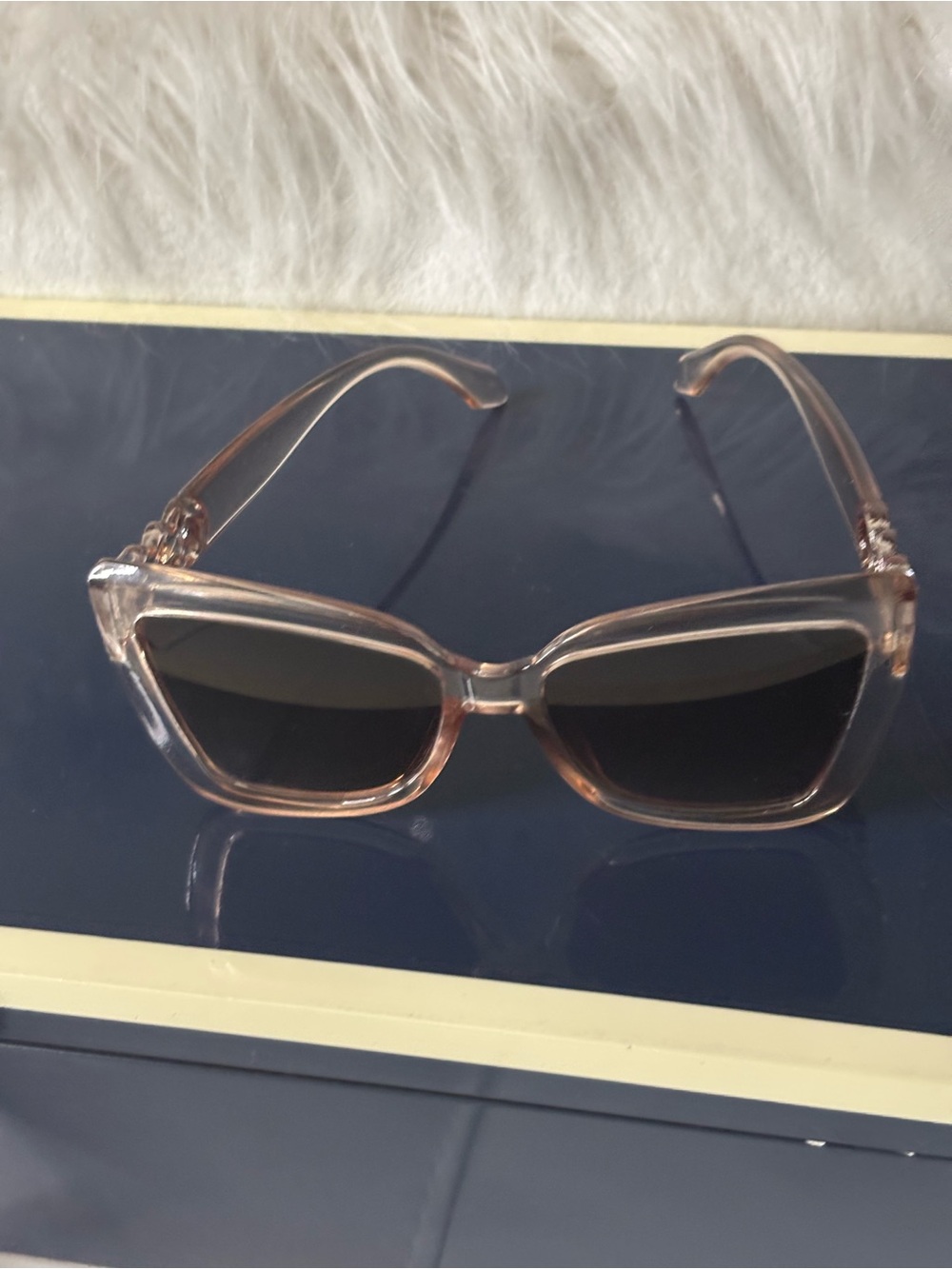 Vintage-Inspired Pink Crystal Rectangular Sunglasses